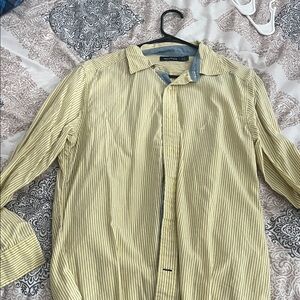 Nautica Yellow Striped Casual Shirt